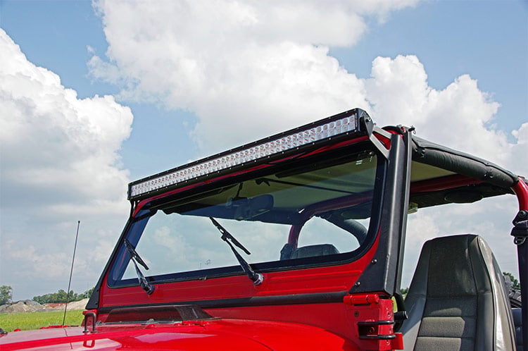 Rough Country LED Light Mount | Upper Windshield | 50" Straight | Jeep Wrangler YJ (87-95) by Rough Country