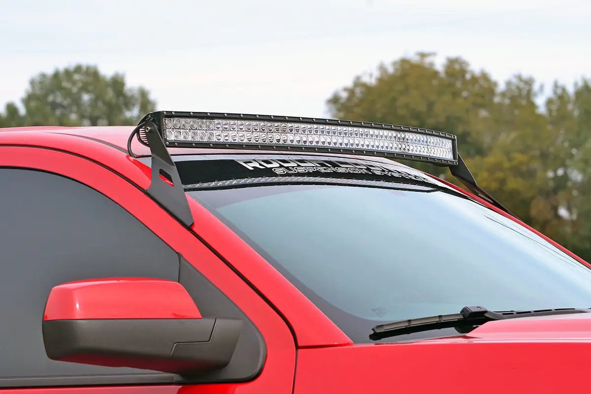 Rough Country LED Light Mount | Upper Windshield | 54" Curved | Chevy/GMC 2500HD/3500HD (15-19) by Rough Country