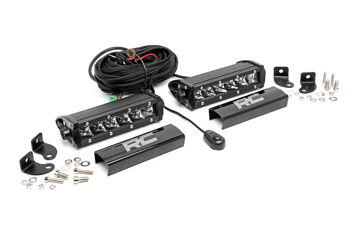Rough Country 6 Inch Chrome Series LED Light Bar | Single Row | Pair by Rough Country
