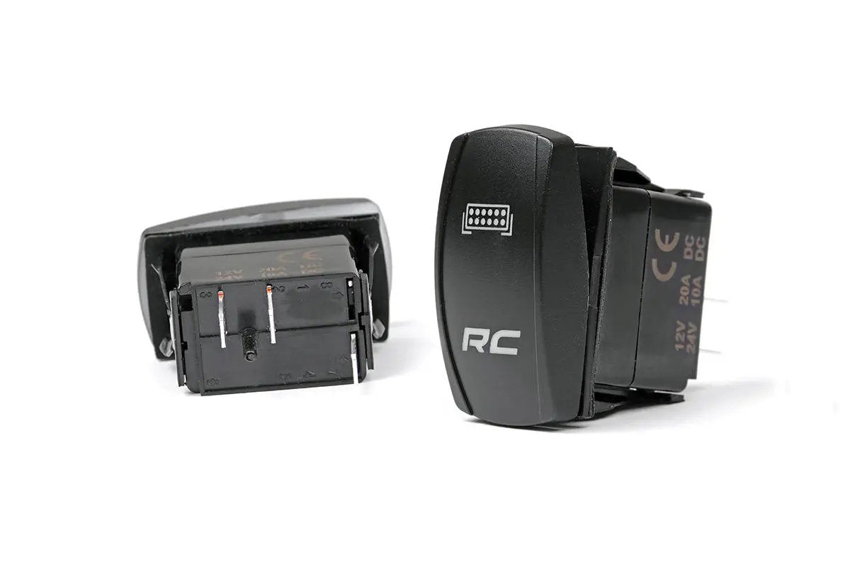 Rough Country Rocker Switch | 2x1 with Logo | Blue Back Light by Rough Country