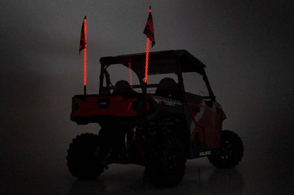 Soporte para látigo | Cama | Par de látigos LED multicolores de 4 pies | Polaris General/Ranger 1000/Ranger XP 900/1000