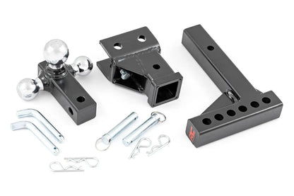 Rough Country Adjustable Trailer Hitch | 6 Inch Drop | Multi-Ball Mount | Fits 2 Inch Receiver by Rough Country