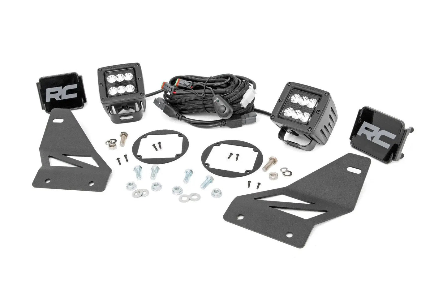 Rough Country LED Light Kit | Fog Mount | 2" Black Pair | Spot | Nissan Frontier (05-20) by Rough Country