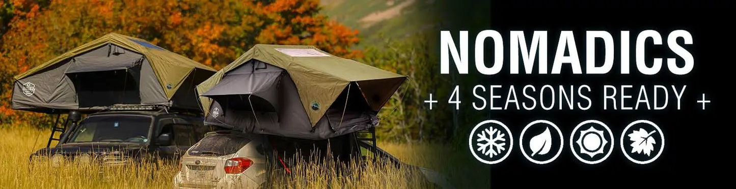 OVS HD Nomadic N3E - Soft Sided Roof Top Tent, 3 Person, White Body & Dark Grey RainFly by OVS