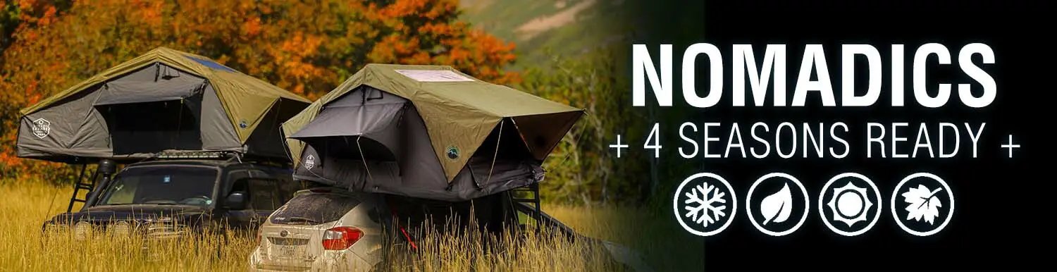 OVS HD Nomadic N3E - Soft Sided Roof Top Tent, 3 Person, White Body & Dark Grey RainFly by OVS