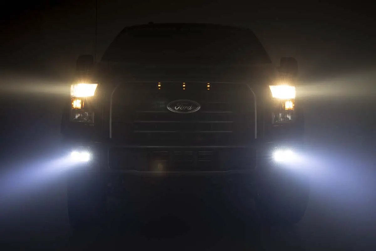 Rough Country LED Light Kit | Fog Mount | Dual 2" Black Pairs | Spot/Flood | Ford F-150 (15-17) by Rough Country
