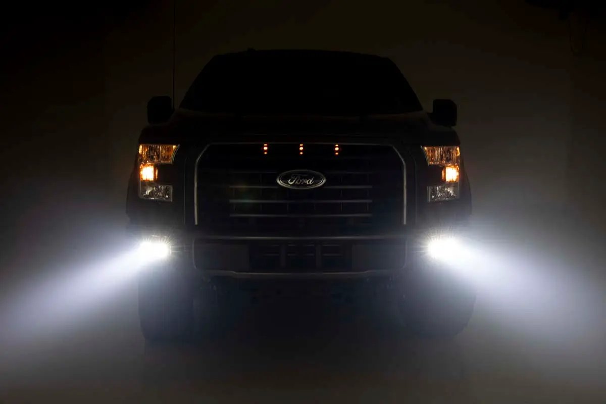Rough Country LED Light Kit | Fog Mount | Dual 2" Black Pairs | Flood | Ford F-150 (15-17) by Rough Country
