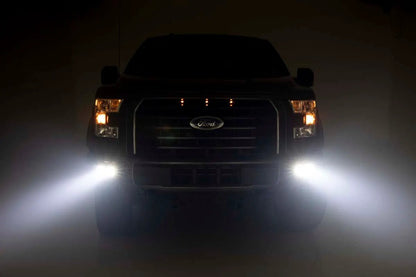Rough Country LED Light Kit | Fog Mount | Dual 2" Black Pairs | Spot/Flood | Ford F-150 (15-17) by Rough Country