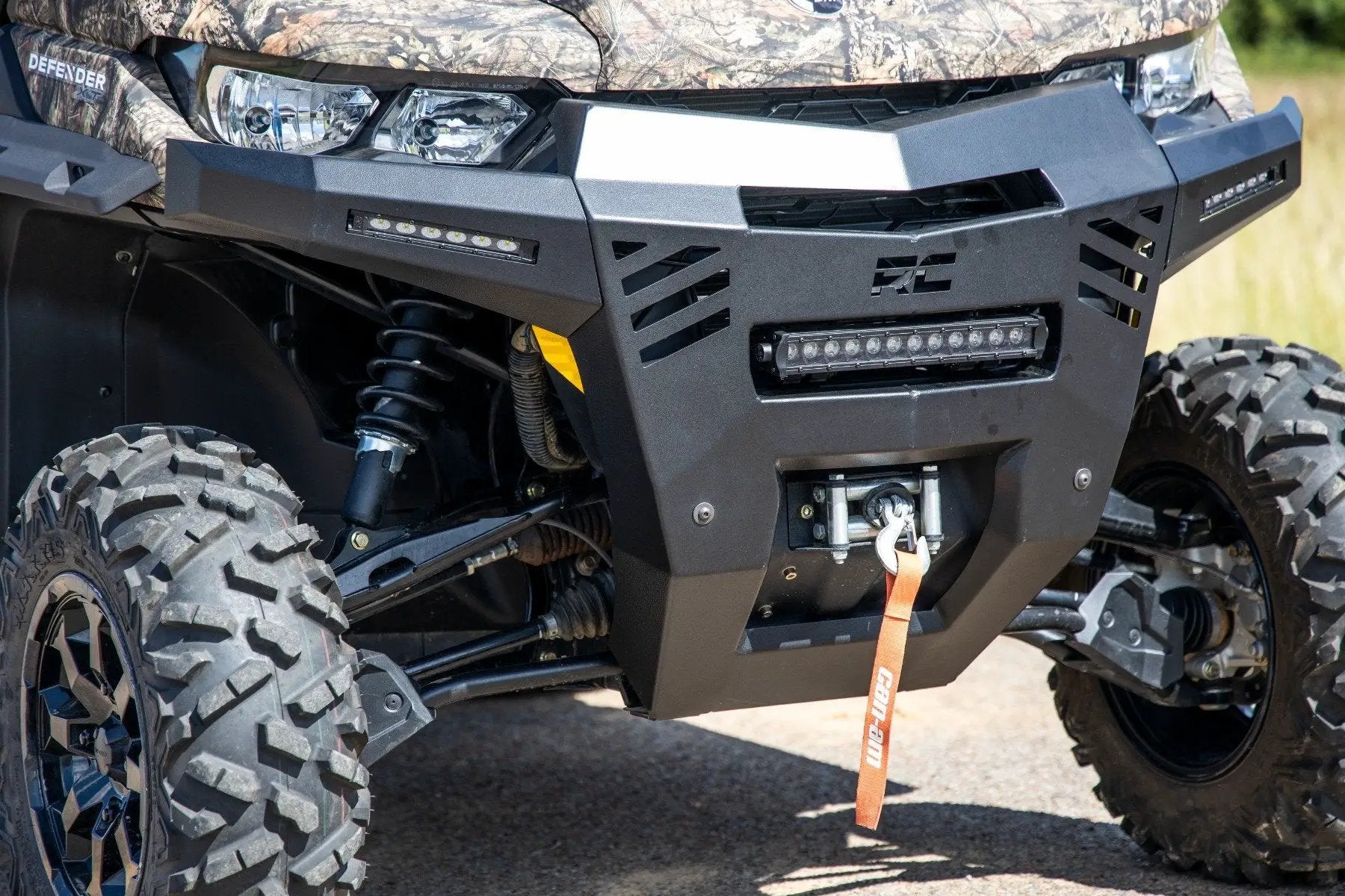 Rough Country Bumper | Front | 6" Black Slimline LED Pair | Can-Am Defender HD 8/HD 9/HD 10 by Rough Country