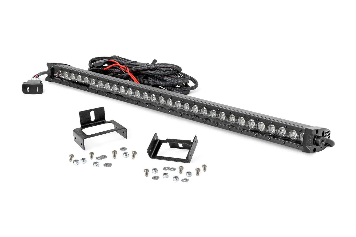 Rough Country LED Light Kit | Grill | 30" Black Single Row | White DRL | Ford F-250/F-350 Super Duty (11-16) by Rough Country