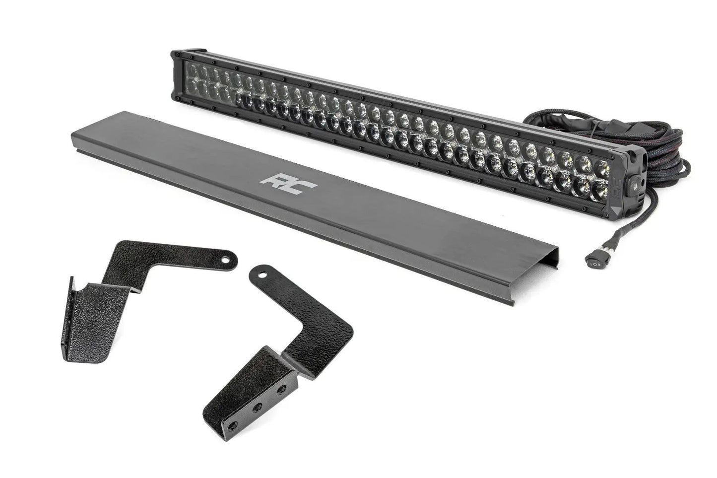 Rough Country LED Light Kit | Bumper Mount | 30" Black Dual Row | White DRL | Toyota FJ Cruiser (07-14) by Rough Country