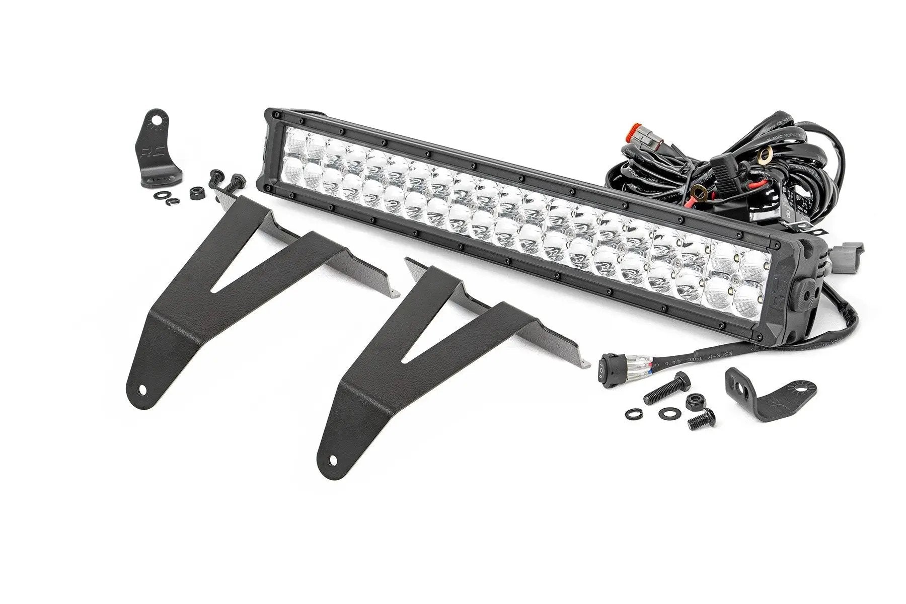 Rough Country LED Light Kit | Bumper Mount | 20" Chrome Dual Row | Amber DRL | Ram 1500 (19-24) by Rough Country