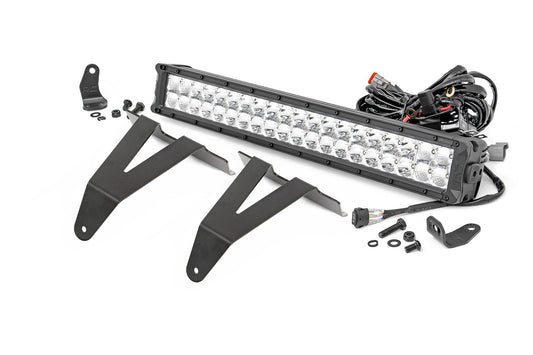 Rough Country LED Light Kit | Bumper Mount | 20" Chrome Dual Row | White DRL | Ram 1500 (19-24)