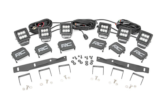 Rough Country LED Light Kit | Fog Mount | Triple 2" Black Pair | Ford Raptor 4WD (17-20)