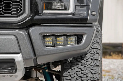 Rough Country LED Light Kit | Fog Mount | Triple 2" Black Pair | Ford Raptor 4WD (17-20) by Rough Country