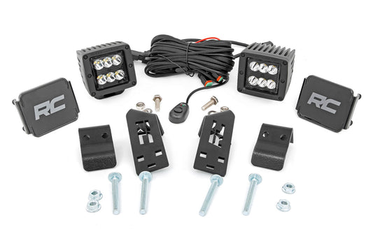 Kit de Luces LED | Soporte en Pilar "A" | 2" Negro Par | Tipo Spot | Polaris RZR PRO XP