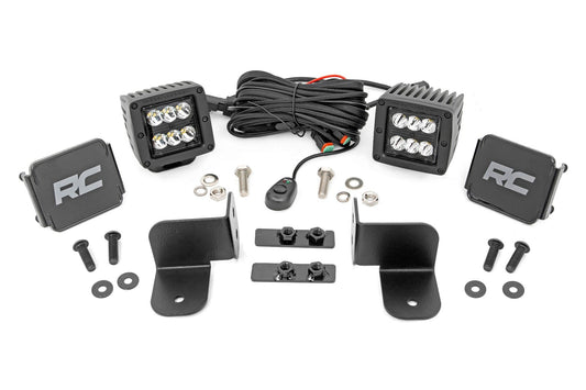 Rough Country LED Light Kit | Rear Mount | 2" Black Pair | Spot | Polaris Ranger XP 1000