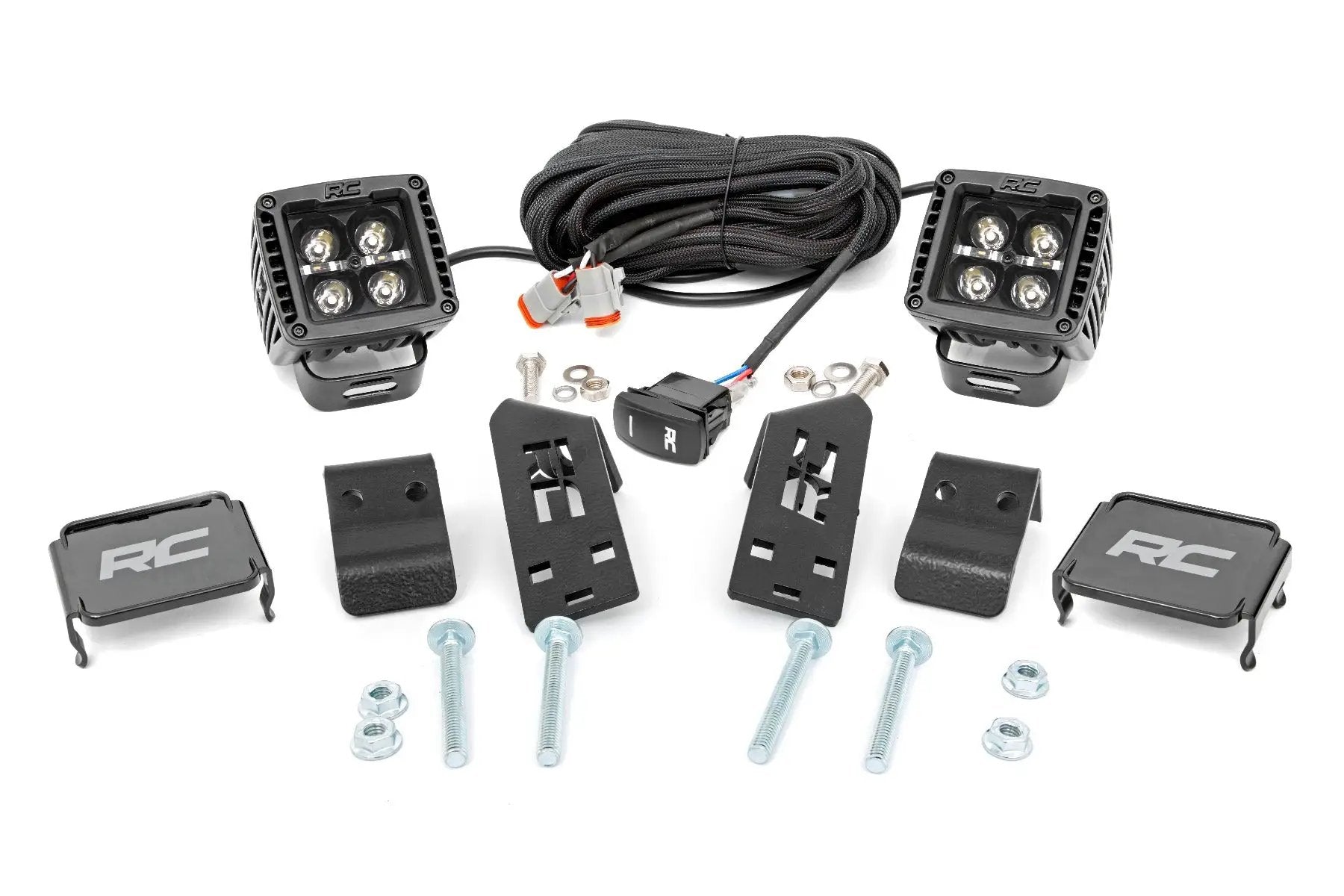 Rough Country LED Light Kit | "A" Pillar Mount | 2" Black Pair | Amber DRL | Polaris RZR PRO XP by Rough Country