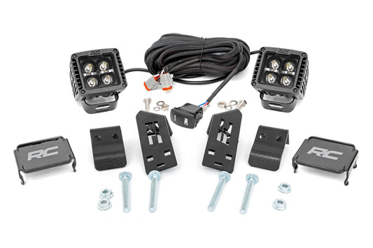 Rough Country LED Light Kit | "A" Pillar Mount | 2" Black Pair | Amber DRL | Polaris RZR PRO XP