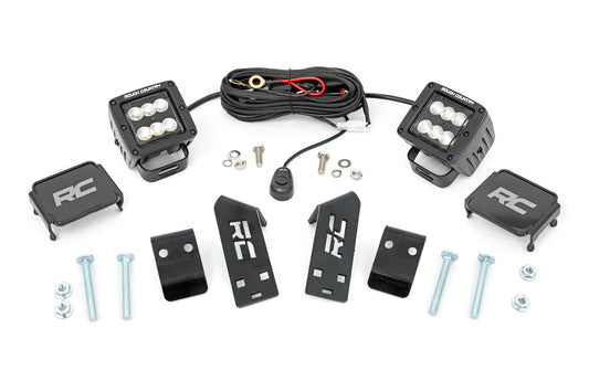 Kit de Luces LED | Soporte en Pilar "A" | 2" Negro Par | Tipo Spot | Polaris RZR PRO XP