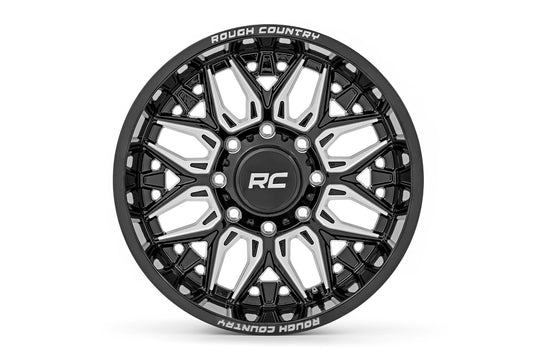 Rough Country 86 Series Wheel | One-Piece | Gloss Black | 20x10 | 5x5 | -19mm