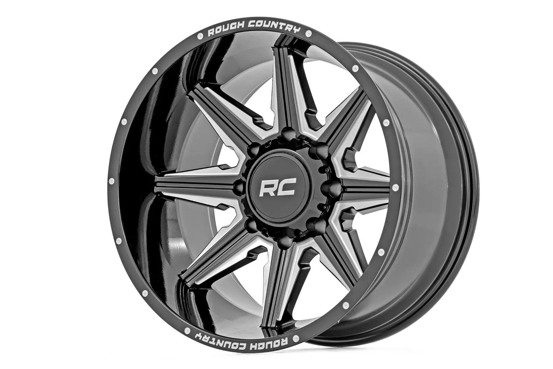 Rough Country 91M Series Wheel | One-Piece | Gloss Black | 20x12 | 6x5.5 | -44mm by Rough Country