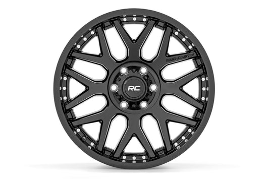 Rough Country 95 Series Wheel | One-Piece | Gloss Black | 22x10 | 6x5.5 | -25mm