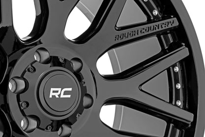 Llanta Rough Country Serie 95 | Una pieza | Negro brillante | 20x10 | 8x180 | -19mm