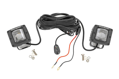 Rough Country 2 Inch Black Series LED Light Pods | SAE Fog | Yellow by Rough Country
