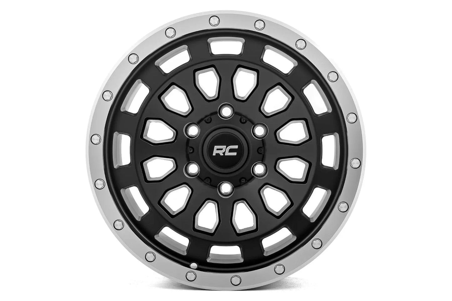 Rough Country 87 Series Wheel | Simulated Beadlock | Black/Machined | 17x8.5 | 6x5.5 | +0mm by Rough Country