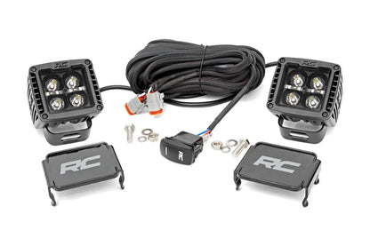 Rough Country 2 Inch Black Series LED Light Pods | Spot | Square | Amber DRL by Rough Country