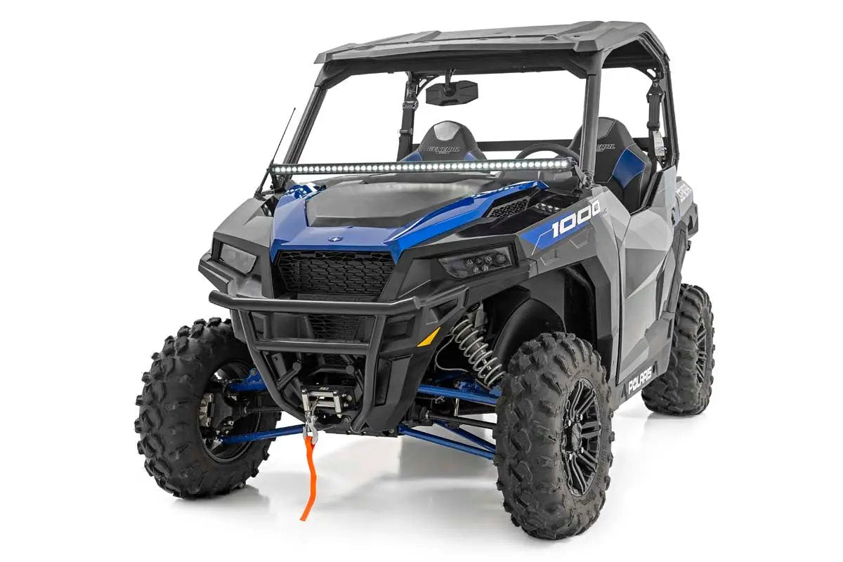 Rough Country LED Light Kit | Lower Windshield | 50" Black Single Row | White DRL | Polaris General XP 4 1000 by Rough Country