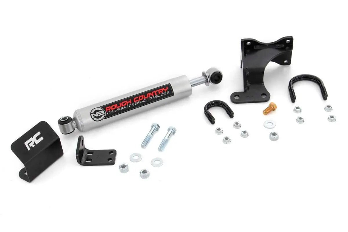 Rough Country N3 Steering Stabilizer | Axle Bracket | 2-8 Inch Lift | Jeep Wrangler JK (07-18) by Rough Country