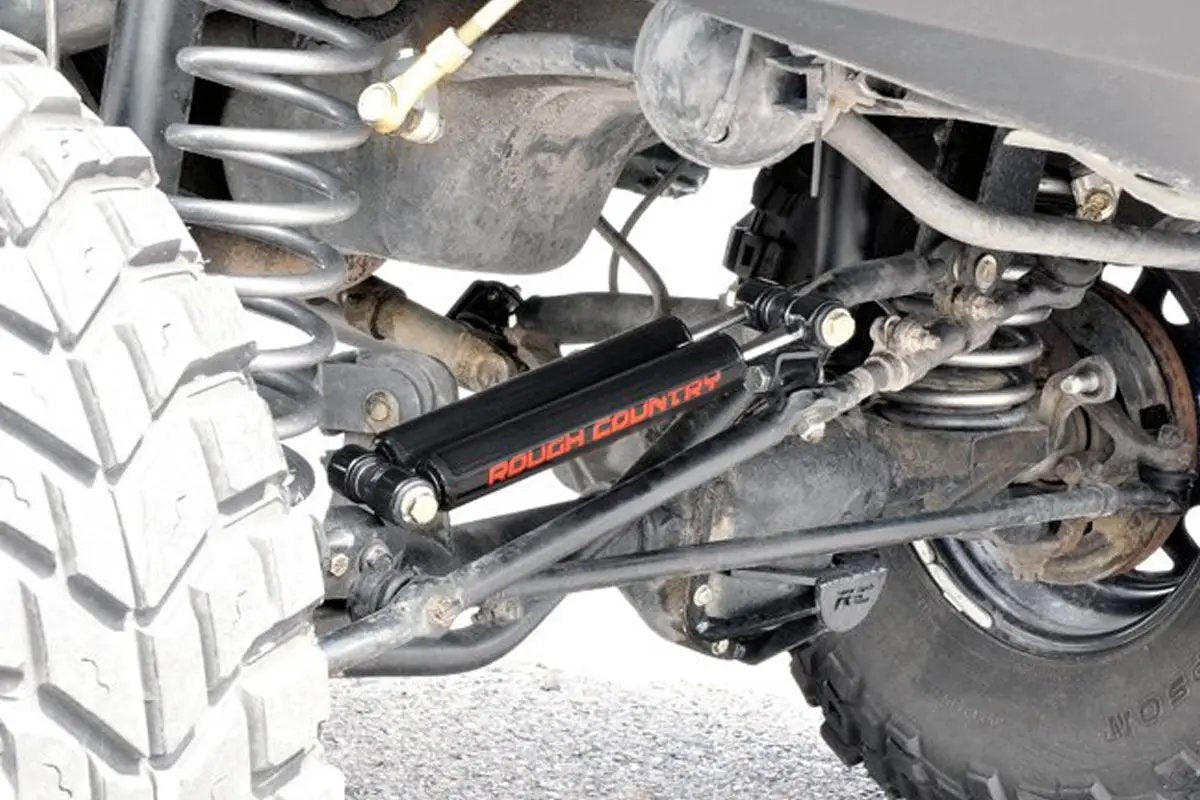 Rough Country Dual Steering Stabilizer | 2.5-6.5 Inch Lift | Jeep Comanche MJ/Wrangler TJ/Wrangler Unlimited by Rough Country