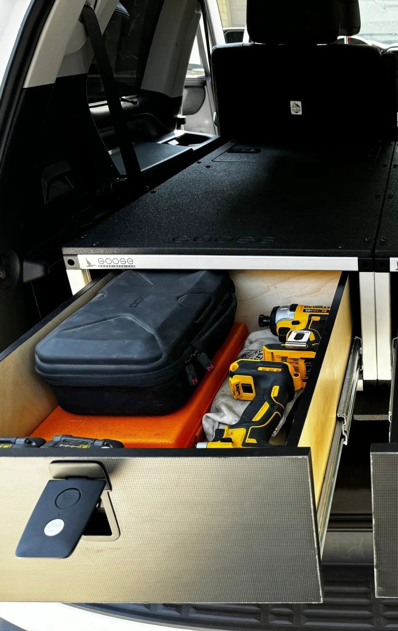 Toyota - Sequoia - 2023-Present - 3rd Gen - Explore Series - Single Drawer - 19-3/16" Width x 38" Deep x 10" High - Drawer Module with Short Drawer 20" and Storage Space Behind Drawer by Goose Gear