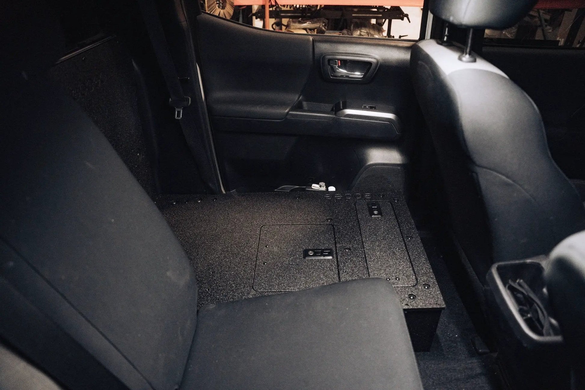 Toyota Tacoma 2005-2023 2nd and 3rd Gen Double Cab Version 2 - Second Row Seat Delete Plate System by Goose Gear