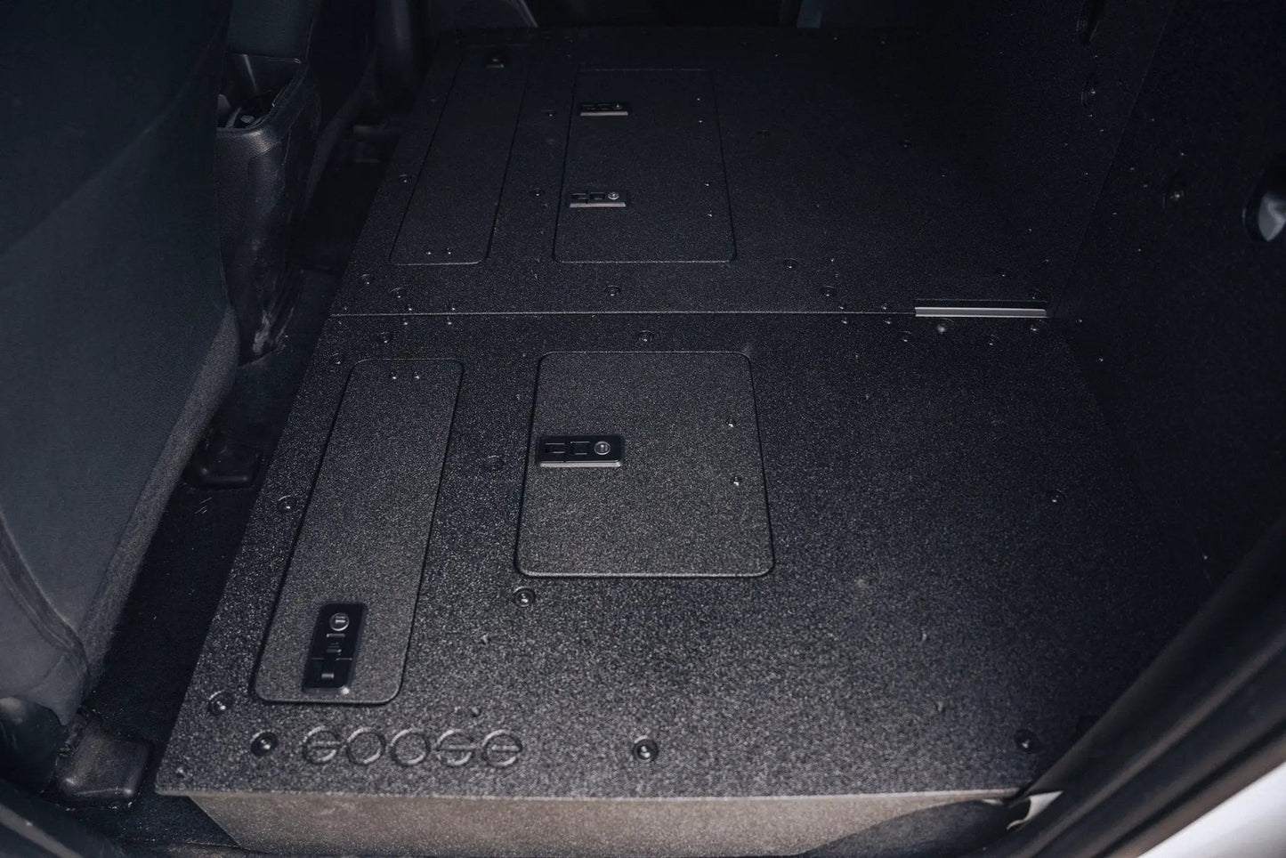 Toyota Tacoma 2005-2023 2nd and 3rd Gen Double Cab Version 2 - Second Row Seat Delete Plate System by Goose Gear
