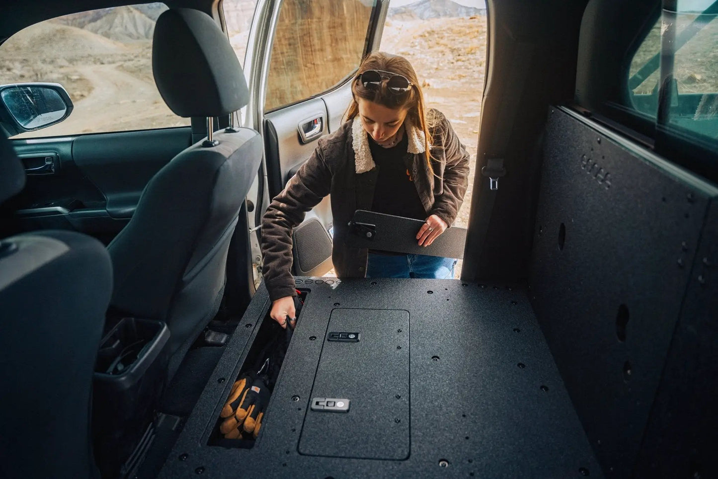 Toyota Tacoma 2005-2023 2nd and 3rd Gen Double Cab Version 2 - Second Row Seat Delete Plate System by Goose Gear