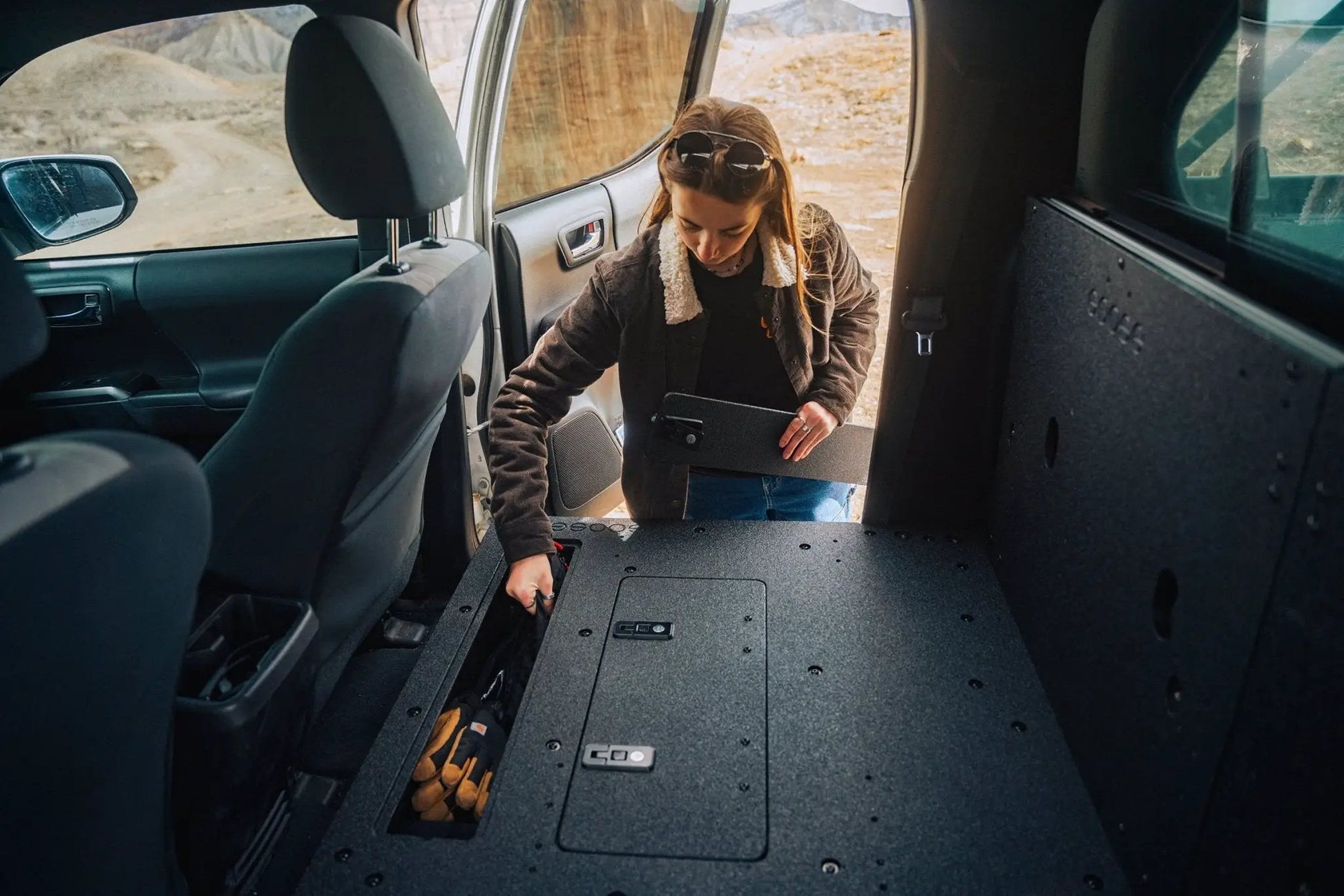 Toyota Tacoma 2005-2023 2nd and 3rd Gen Double Cab Version 2 - Second Row Seat Delete Plate System by Goose Gear