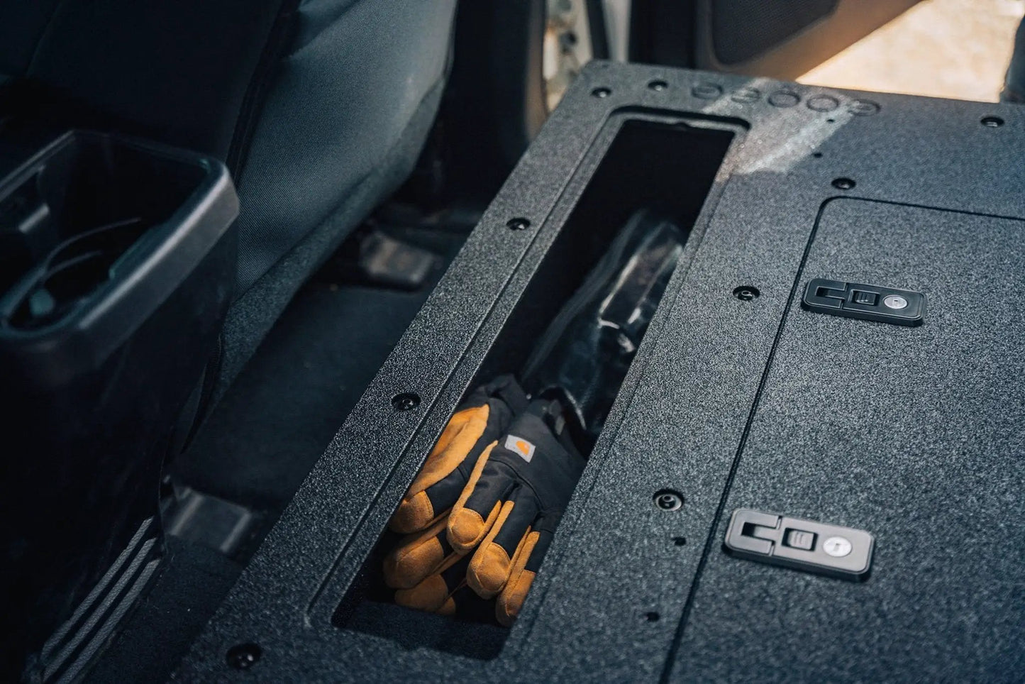 Toyota Tacoma 2005-2023 2nd and 3rd Gen Double Cab Version 2 - Second Row Seat Delete Plate System by Goose Gear