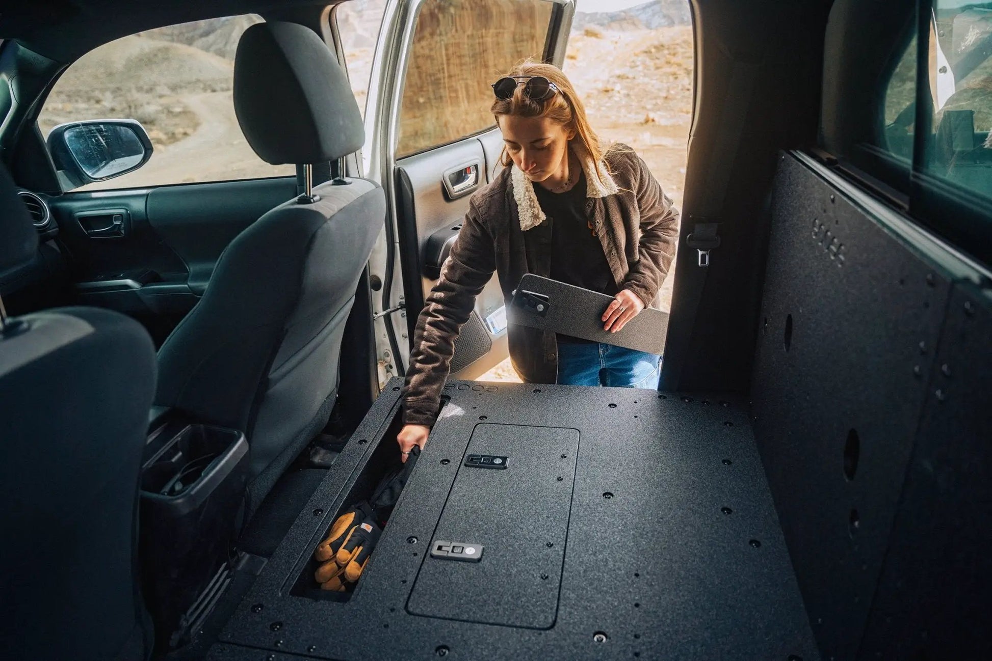 Toyota Tacoma 2005-2023 2nd and 3rd Gen Double Cab Version 2 - Second Row Seat Delete Plate System by Goose Gear