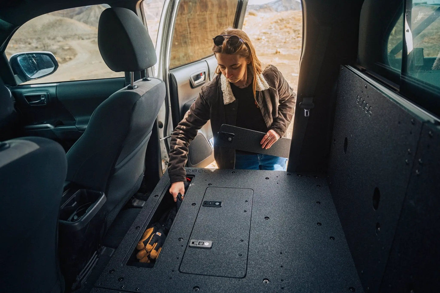 Toyota Tacoma 2005-2023 2nd and 3rd Gen Double Cab Version 2 - Second Row Seat Delete Plate System by Goose Gear