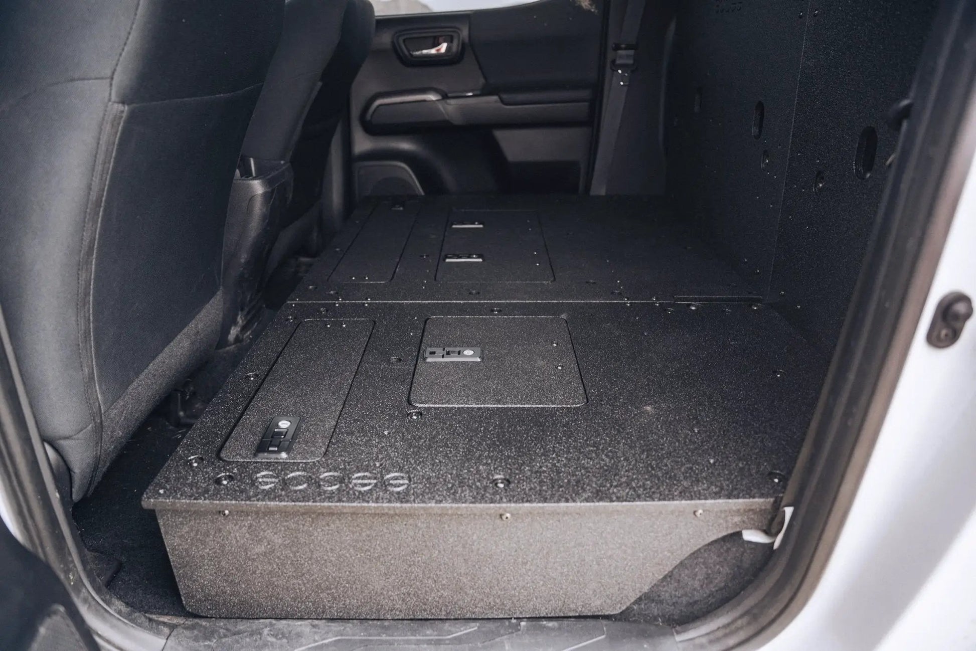Toyota Tacoma 2005-2023 2nd and 3rd Gen Double Cab Version 2 - Second Row Seat Delete Plate System by Goose Gear