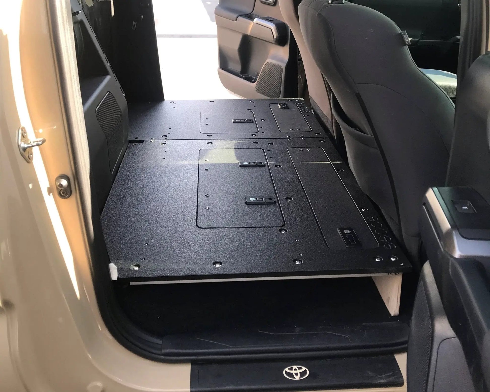 Toyota Tacoma 2005-2023 2nd and 3rd Gen. Double Cab - Second Row Seat Delete Plate System keeping Factory Back Wall by Goose Gear