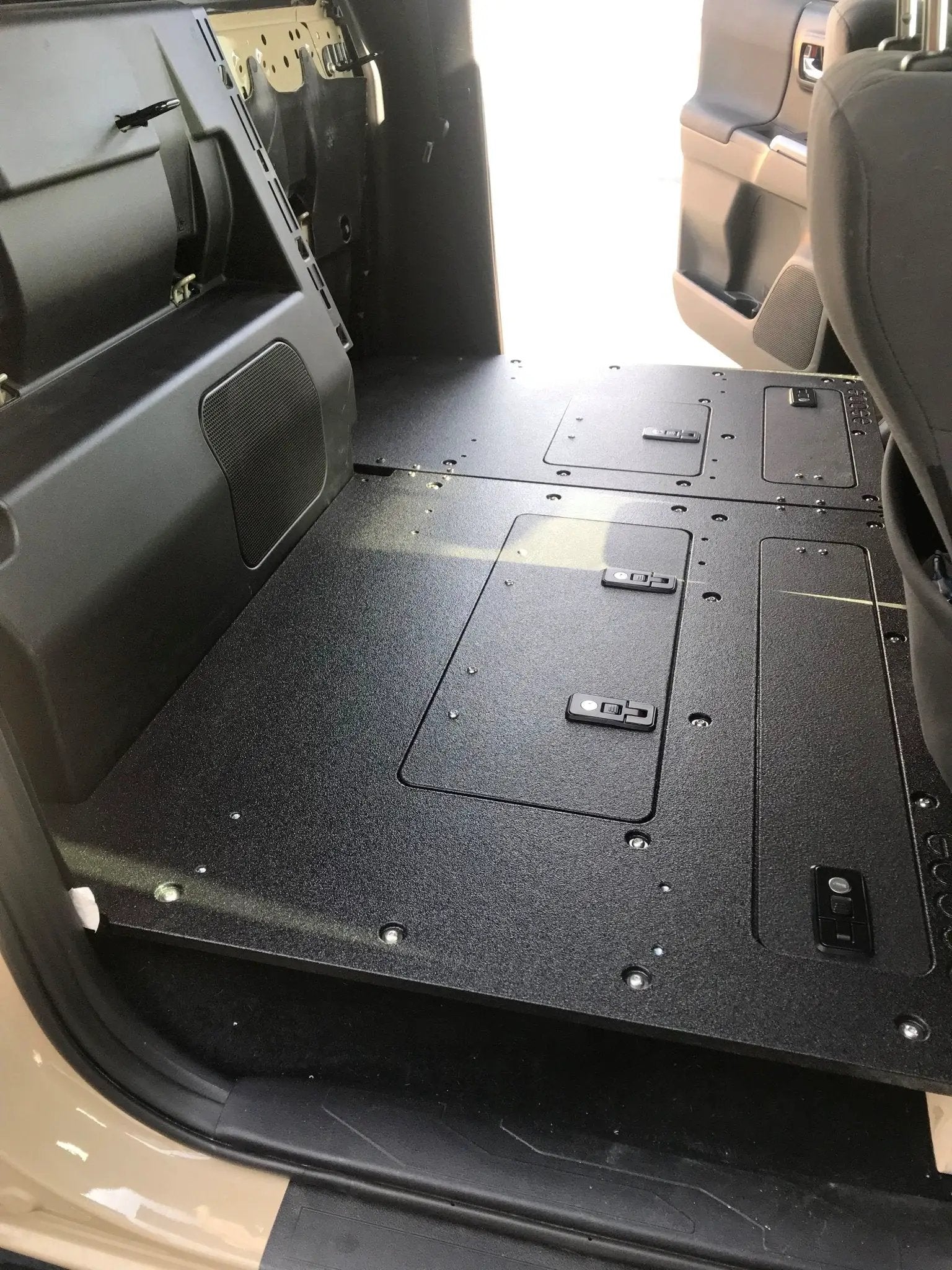 Toyota Tacoma 2005-2023 2nd and 3rd Gen. Double Cab - Second Row Seat Delete Plate System keeping Factory Back Wall by Goose Gear