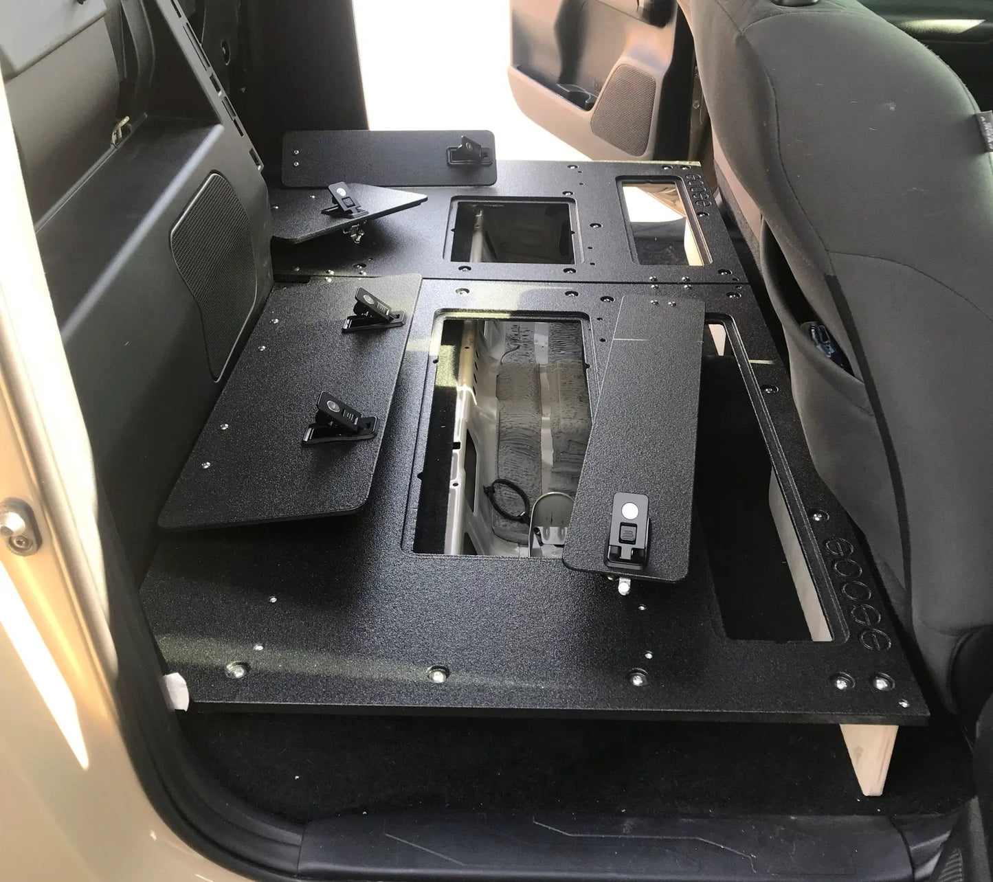 Toyota Tacoma 2005-2023 2nd and 3rd Gen. Double Cab - Second Row Seat Delete Plate System keeping Factory Back Wall by Goose Gear