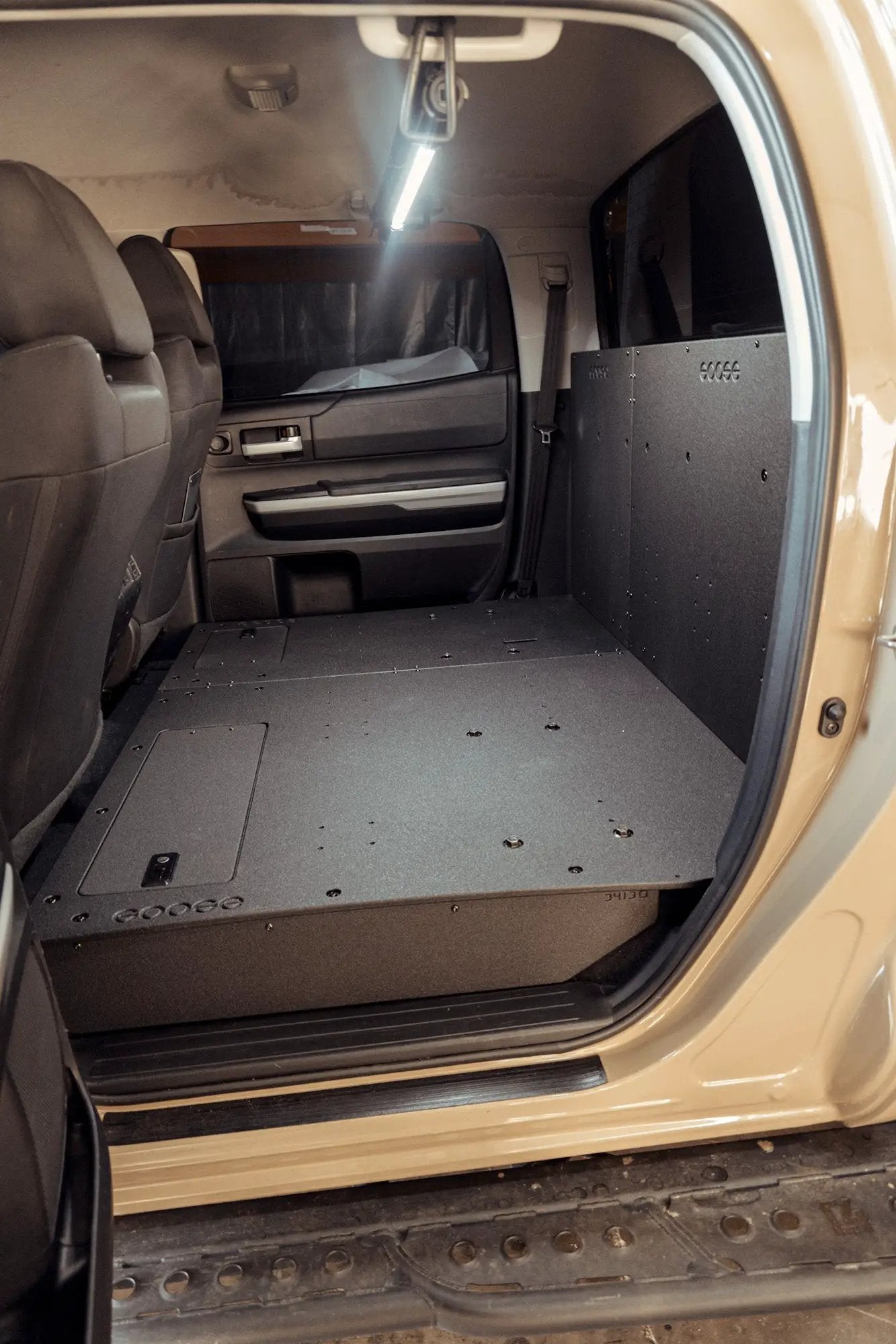 Toyota Tundra 2014-2021 2.5 Gen. CrewMax - Second Row Seat Delete Plate System by Goose Gear