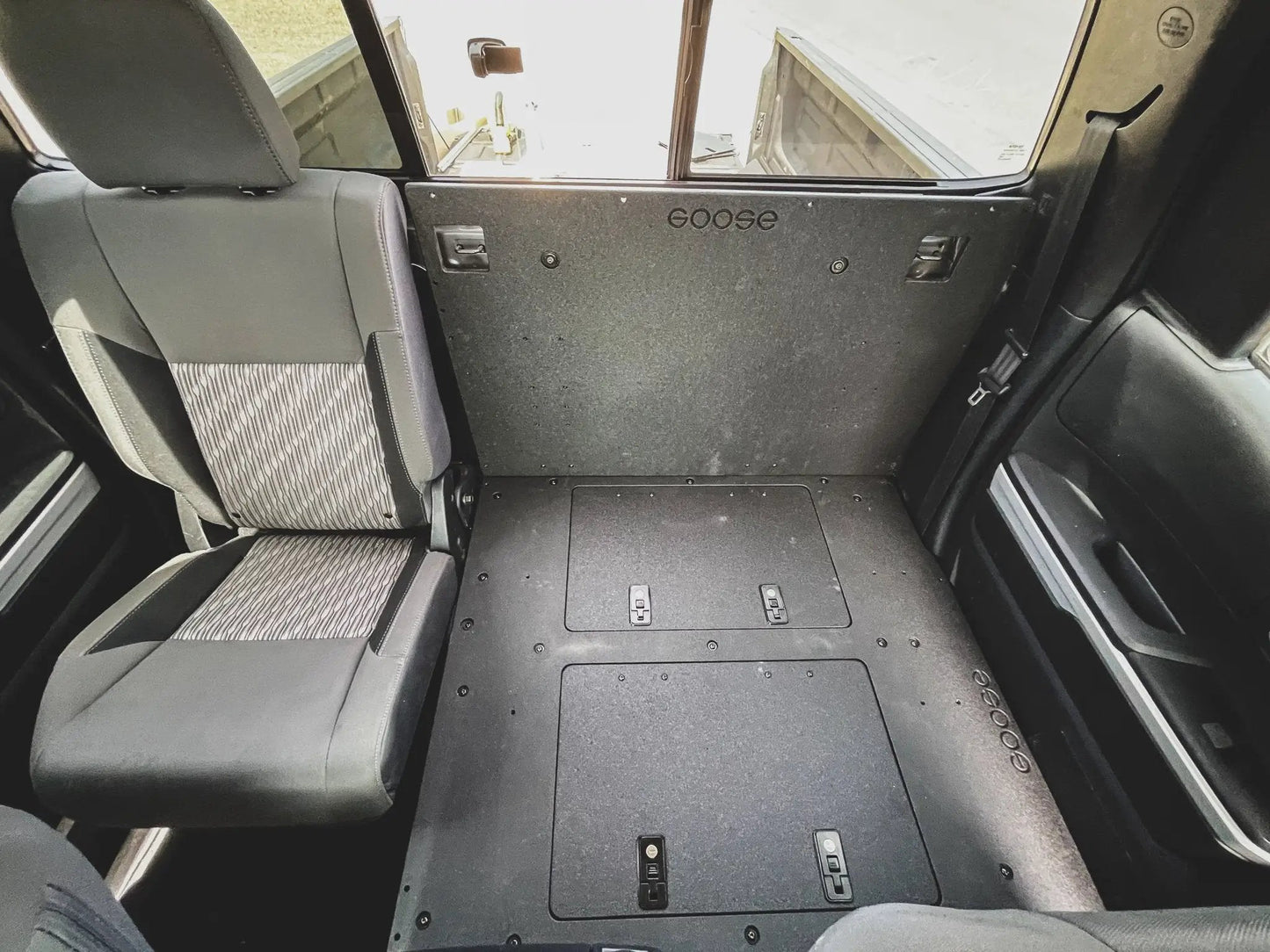 Toyota Tundra 2014-2021 2.5 Gen. Double Cab - Second Row Seat Delete Plate System by Goose Gear