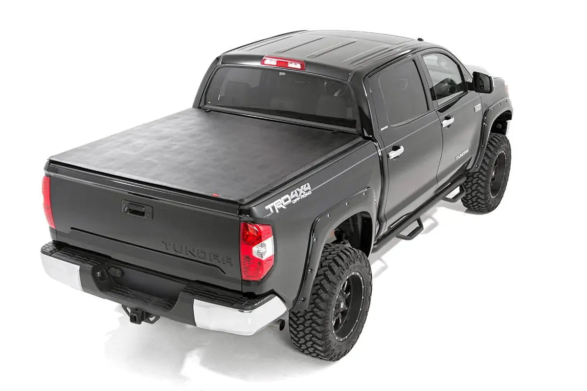 Rough Country Soft Tri-Fold Bed Cover | With & W/O OE Rails | 6'7" Bed | Toyota Tundra (07-21) by Rough Country
