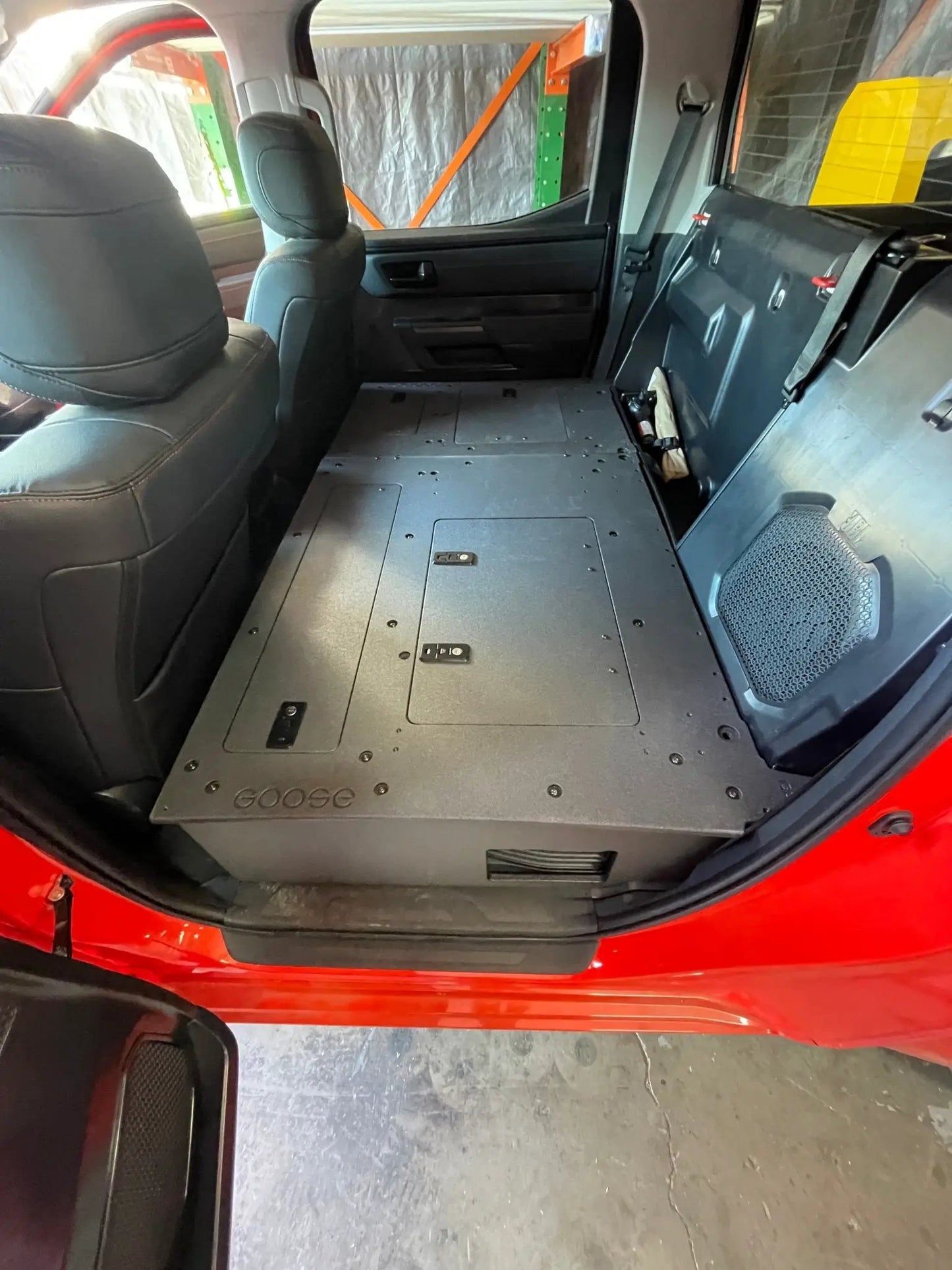 Toyota Tundra 2022-Present 3rd Gen. CrewMax - Second Row Seat Delete Plate System by Goose Gear